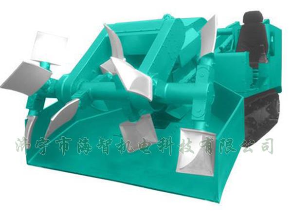 為了提高裝載效率，在取料方面通過滾耙式旋轉連續取料的方式